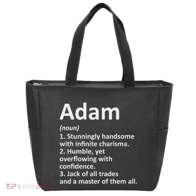 Adam Definition Personalized Name Funny Birthday Gift Idea Zip Tote Bag