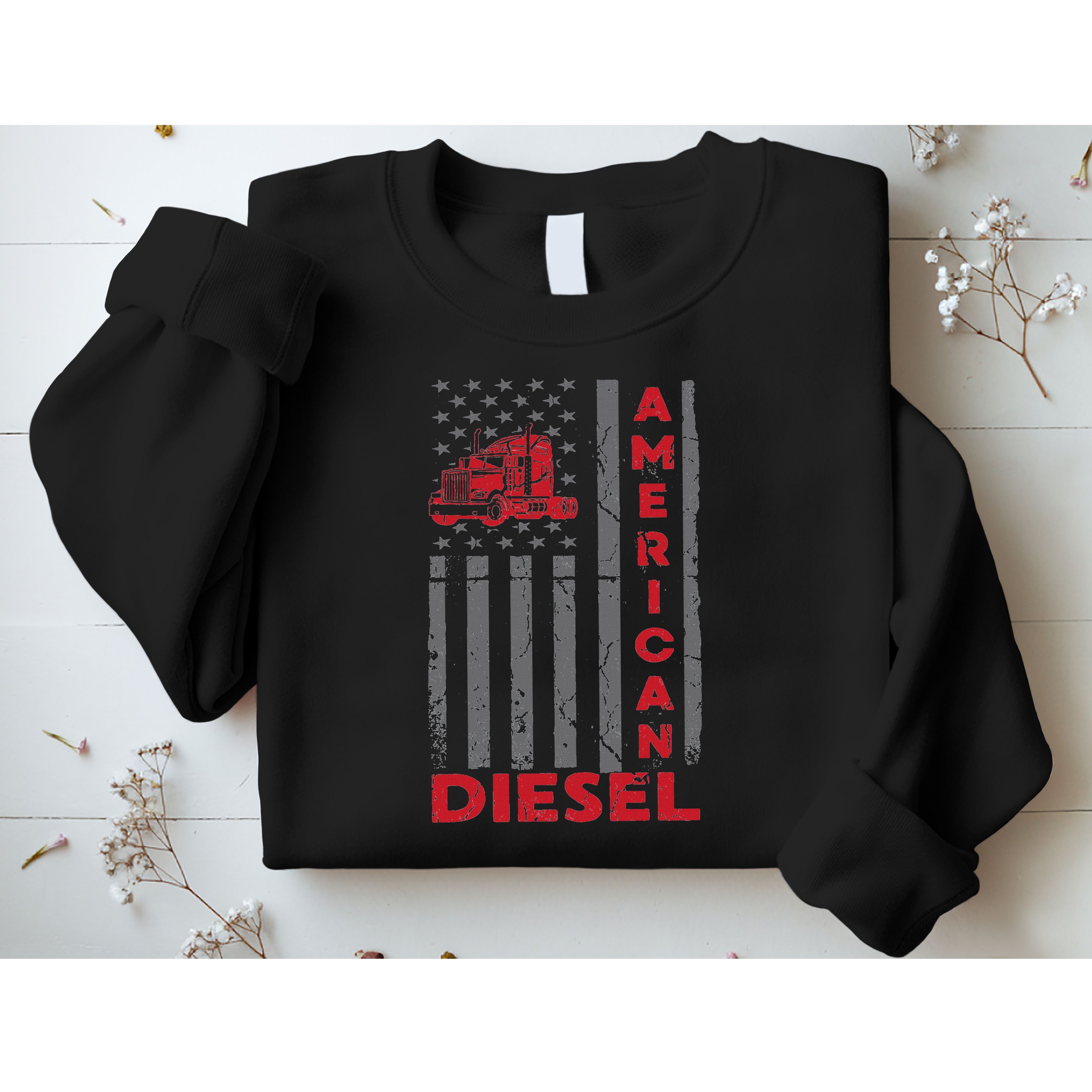 American Diesel Patriotic Flag Trucking Life Usa Truck Fan Sweatshirt