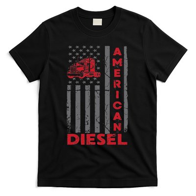American Diesel Patriotic Flag Trucking Life Usa Truck Fan T-Shirt