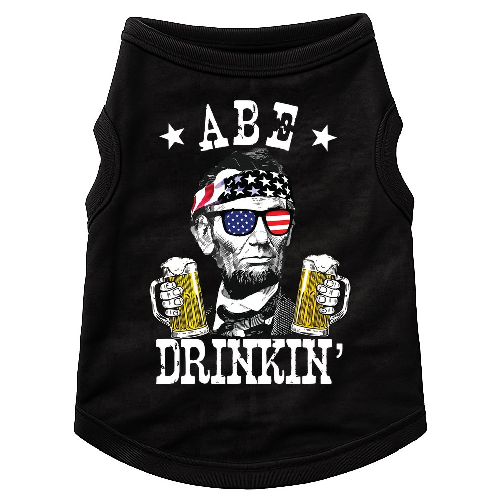 Abe Drinkin Patriotic American Abraham Lincoln Drinking Doggie Tank
