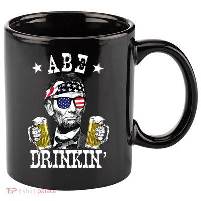 Abe Drinkin Patriotic American Abraham Lincoln Drinking 11oz C Handle Ceramic Mug