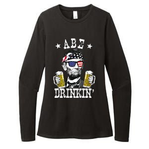 Abe Drinkin Patriotic American Abraham Lincoln Drinking Womens CVC Long Sleeve Shirt