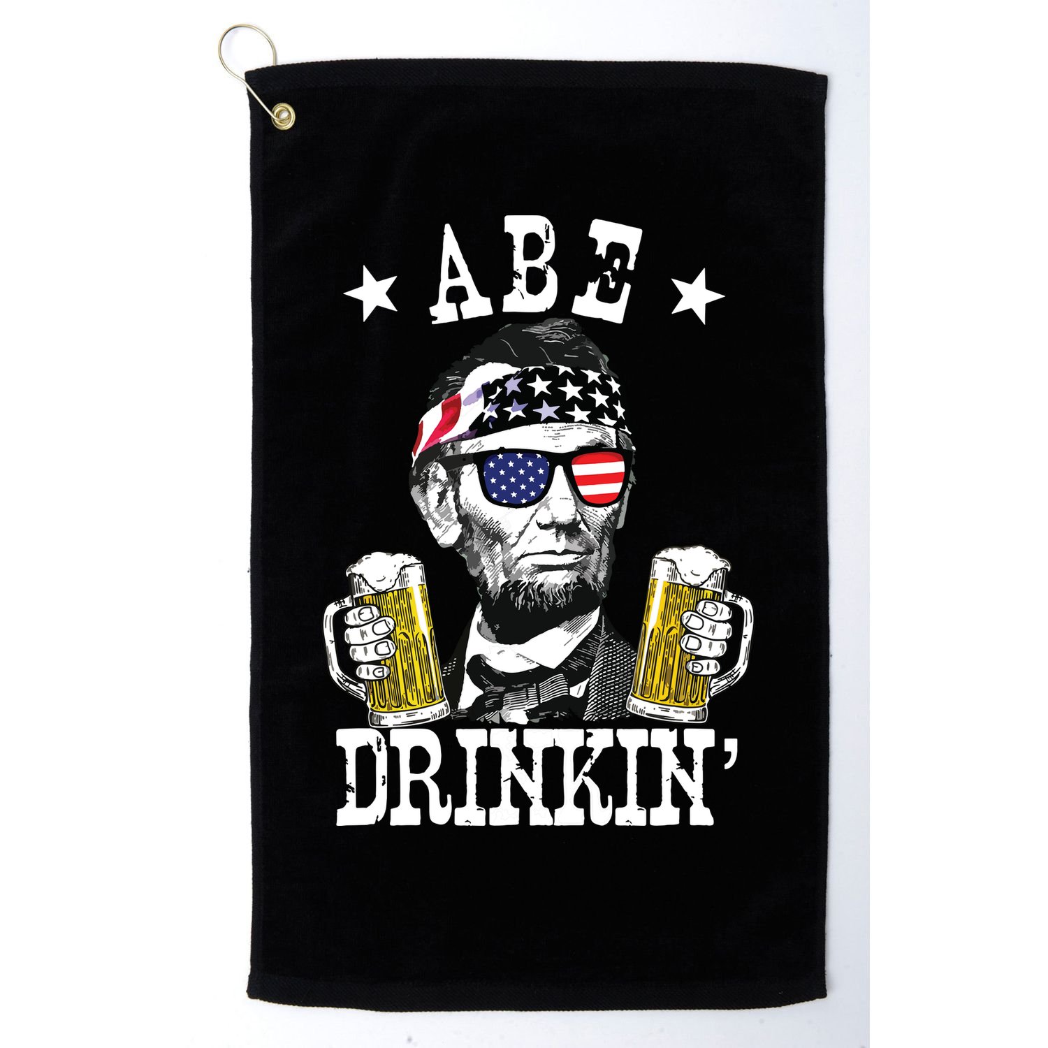 Abe Drinkin Patriotic American Abraham Lincoln Drinking Golf Towel