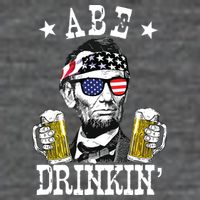 Abe Drinkin Patriotic American Abraham Lincoln Drinking 7 Panel Mesh Trucker Snapback Hat