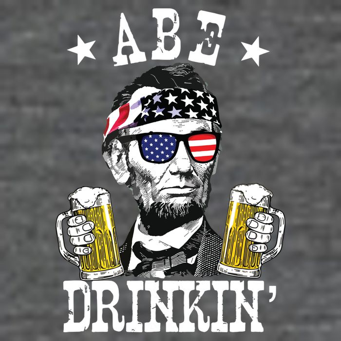 Abe Drinkin Patriotic American Abraham Lincoln Drinking 7 Panel Mesh Trucker Snapback Hat