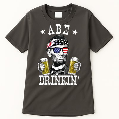 Abe Drinkin Patriotic American Abraham Lincoln Drinking Tall T-Shirt