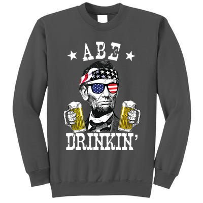 Abe Drinkin Patriotic American Abraham Lincoln Drinking Tall Sweatshirt