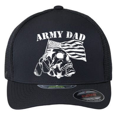 Army Dad Proud Us Army Veteran Us Flag Funny Gift Flexfit Unipanel Trucker Cap