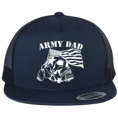 Army Dad Proud Us Army Veteran Us Flag Funny Gift Flat Bill Trucker Hat