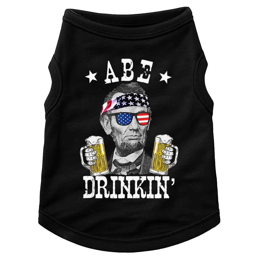 Abe Drinkin Patriotic American Abraham Lincoln Drinking Doggie Tank