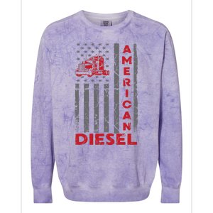 American Diesel Patriotic Flag Trucking Life Usa Truck Fan Colorblast Crewneck Sweatshirt