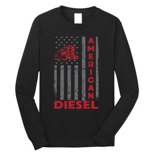 American Diesel Patriotic Flag Trucking Life Usa Truck Fan Long Sleeve Shirt