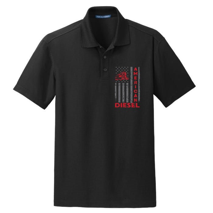 American Diesel Patriotic Flag Trucking Life Usa Truck Fan Dry Zone Grid Polo