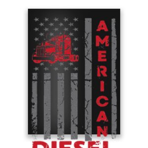 American Diesel Patriotic Flag Trucking Life Usa Truck Fan Poster