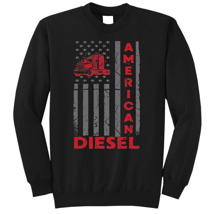 American Diesel Patriotic Flag Trucking Life Usa Truck Fan Tall Sweatshirt