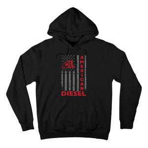 American Diesel Patriotic Flag Trucking Life Usa Truck Fan Tall Hoodie