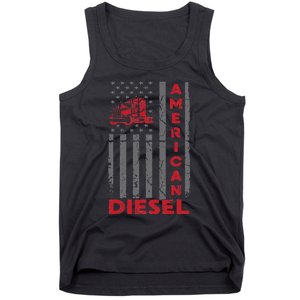 American Diesel Patriotic Flag Trucking Life Usa Truck Fan Tank Top