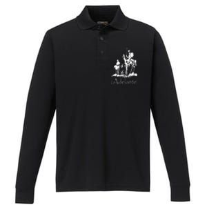 ¡Adelante! Don Quixote Sancho Panza Performance Long Sleeve Polo