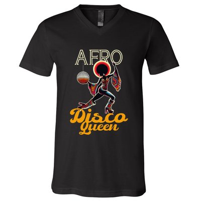 Afro Disco Queen Vintage Soul Music Retro 70s Groove V-Neck T-Shirt