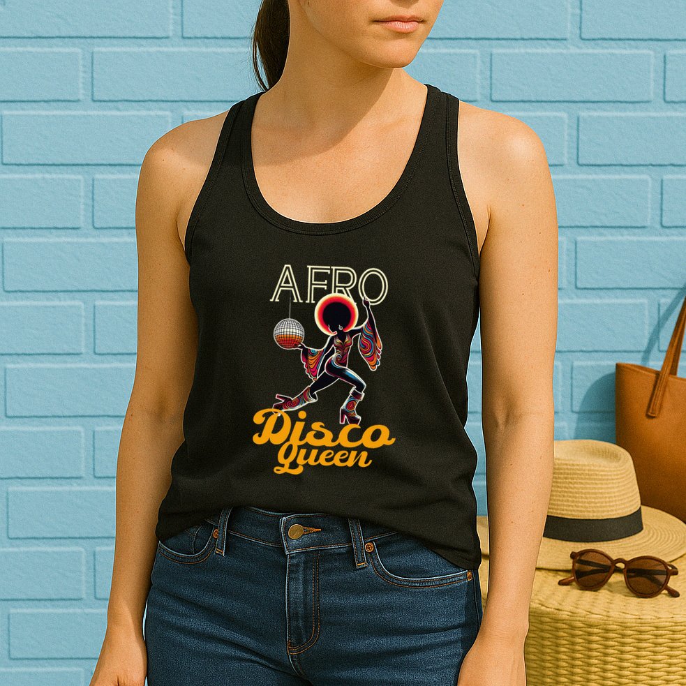 Afro Disco Queen Vintage Soul Music Retro 70s Groove Womens Tank Top