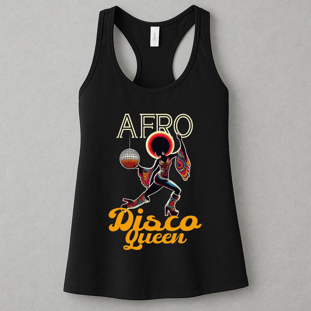 Afro Disco Queen Vintage Soul Music Retro 70s Groove Womens Tank Top