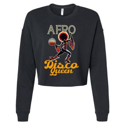 Afro Disco Queen Vintage Soul Music Retro 70s Groove Cropped Pullover Crew