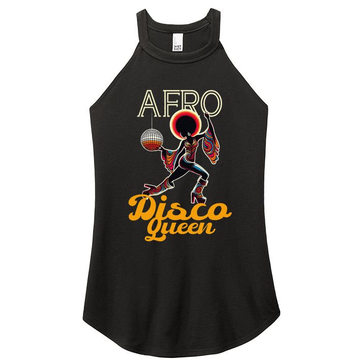Afro Disco Queen Vintage Soul Music Retro 70s Groove Women's Perfect Tri Rocker Tank