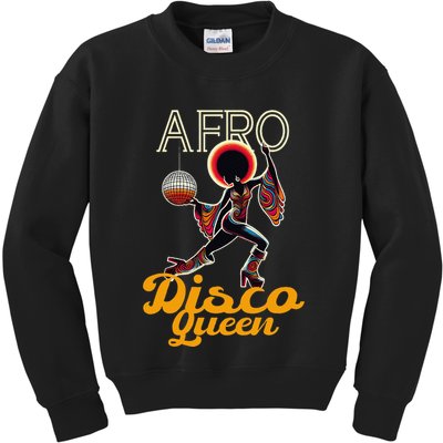 Afro Disco Queen Vintage Soul Music Retro 70s Groove Kids Sweatshirt