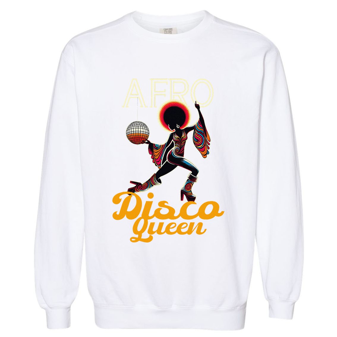 Afro Disco Queen Vintage Soul Music Retro 70s Groove Garment-Dyed Sweatshirt