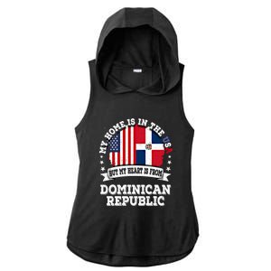 American Dominican Republic Flag Gift Ladies PosiCharge Tri-Blend Wicking Draft Hoodie Tank