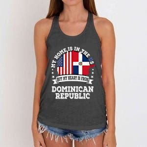 American Dominican Republic Flag Gift Women's Knotted Racerback Tank