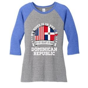 American Dominican Republic Flag Gift Women's Tri-Blend 3/4-Sleeve Raglan Shirt