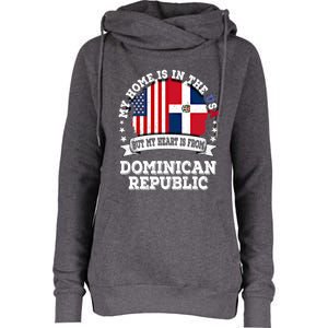 American Dominican Republic Flag Gift Womens Funnel Neck Pullover Hood