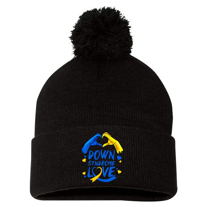 Awareness Down Right Perfect World Down Syndrome Day Gift Pom Pom 12in Knit Beanie