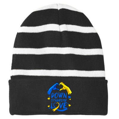 Awareness Down Right Perfect World Down Syndrome Day Gift Striped Beanie with Solid Band