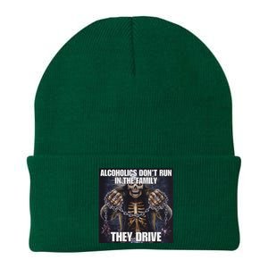 Alcoholics DonT Run They Drive Funny Cringe Hard Skeleton M Knit Cap Winter Beanie