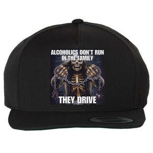 Alcoholics DonT Run They Drive Funny Cringe Hard Skeleton M Wool Snapback Cap