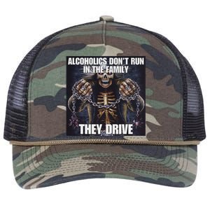 Alcoholics DonT Run They Drive Funny Cringe Hard Skeleton M Retro Rope Trucker Hat Cap