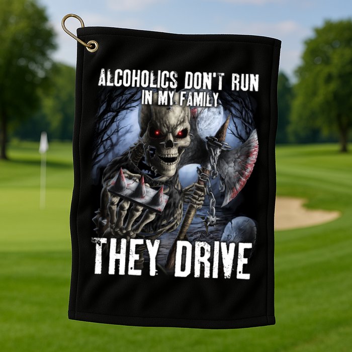 Alcoholics DonT Run In My Family They Drive Golf Towel