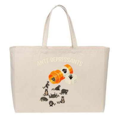 Anti Depressants Raccoon Cotton Canvas Jumbo Tote