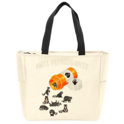 Anti Depressants Raccoon Zip Tote Bag