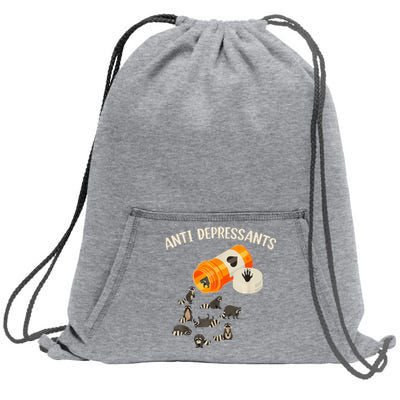 Anti Depressants Raccoon Sweatshirt Cinch Pack Bag