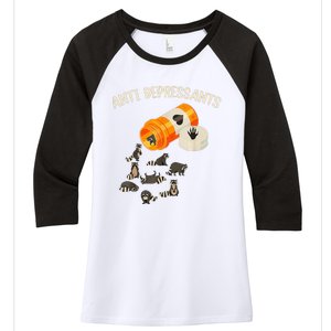 Anti Depressants Raccoon Women's Tri-Blend 3/4-Sleeve Raglan Shirt