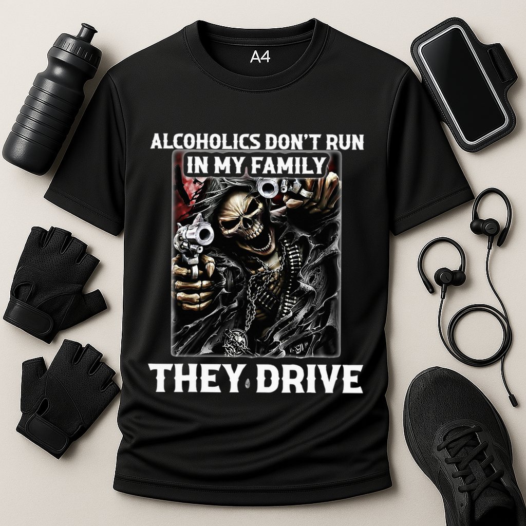 Alcoholics DonT Run In My Family They Drive Performance Shirt