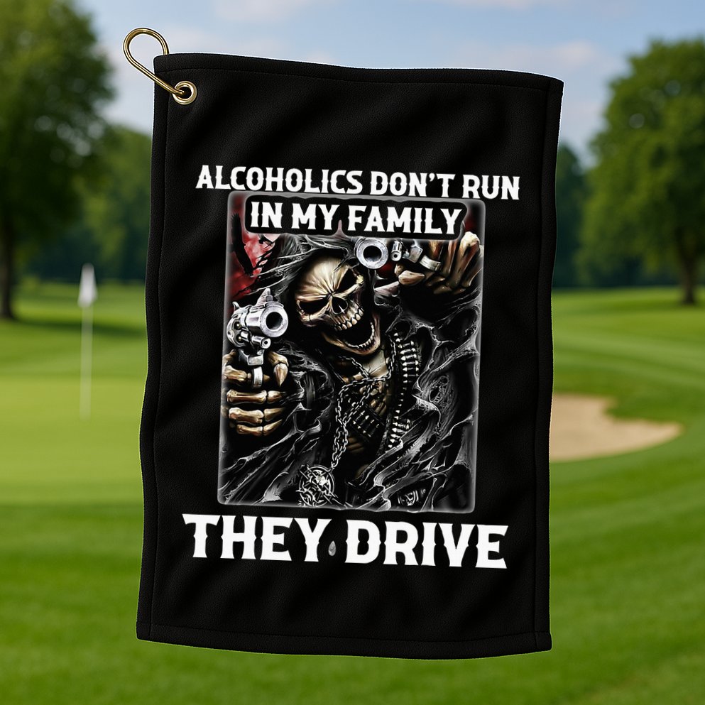 Alcoholics DonT Run In My Family They Drive Golf Towel