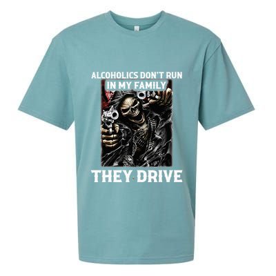 Alcoholics DonT Run In My Family They Drive Sueded Cloud Jersey T-Shirt