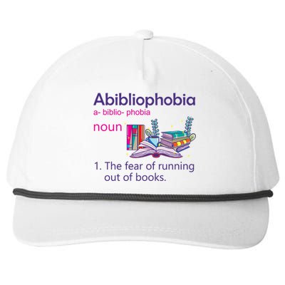 Abibliophobia Definition Reading Nerd Book Lovers Geek Gift Snapback Five-Panel Rope Hat