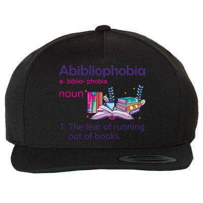 Abibliophobia Definition Reading Nerd Book Lovers Geek Gift Wool Snapback Cap