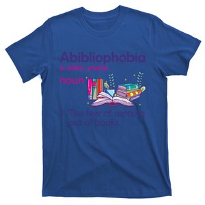 Abibliophobia Definition Reading Nerd Book Lovers Geek Gift T-Shirt