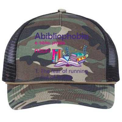 Abibliophobia Definition Reading Nerd Book Lovers Geek Gift Retro Rope Trucker Hat Cap